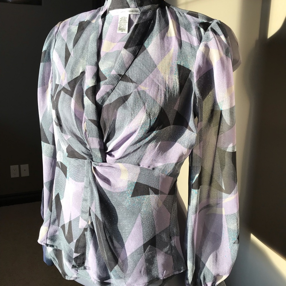 Diane Von Furstenberg Sheer Silk Blouse - Picture 1 of 5
